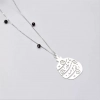 Long Silver Pomegranate Necklace With Garnet, Persian Calligraphy, زلف تو صد شب یلداست
