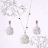 Long Silver Pomegranate Earrings and Necklace With Garnet, Persian Calligraphy, زلف تو صد شب یلداست