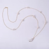 Gold Plated Silver Long Necklace With White Baroques And Round Pearls
