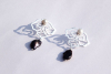 Silver Eslimi Earrings With White Round Pearl And Black Baroque Drop