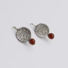 Silver Vintage Coin Earrings with Red Agate