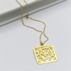 Silver Persian Calligraphy Square Necklace, Poem by Molana Rumi