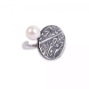Silver Ring With Vintage Persian Coin And Round Natural White Pearl