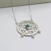 Silver Necklace With Turquoise And White Pearls, Persian Patterns