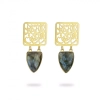 Gold Plated Silver Calligraphy Earrings And Faceted Labradorite, Inspired By A Poem Of Molana Rumi