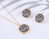 Gold Plated Silver Necklace and Earrings with Coin, Life Is Beautiful, زندگی زیباست
