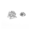 Unisex Lion and Sun Silver Pin Brooch