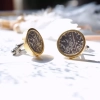 Silver Vintage Qajar Coin Cufflinks with Gold Plated Bezel