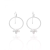 Silver Dangle Pomegranate Earrings with White Pearl