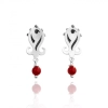 Silver Stud Tulip Earrings with Coral Drops, Persian Patterns