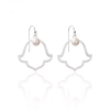 Dangle Silver Tulip Earrings with White Natural Pearl