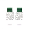 Silver Earrings With Green Agate, Persian Calligraphy, Inspired By A Poem Of Molana Rumi