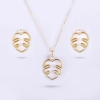 Gold Plated Silver Fig Leaf Earrings and Necklace with Natural Pearl