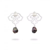 Silver Eslimi Earrings With White Round Pearl And Black Baroque Drop