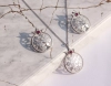 Silver Pomegranate Stud Earrings and Necklace
