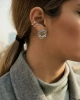 Round Minimal Hammered Silver Stud Earrings