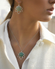 Silver Flower Aventurine Earrings and Necklace