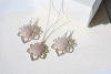 Silver Flower Rose Quartz Earrings and Necklace