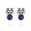 Silver Flower Dainty Stud Earrings with Lapis Lazuli
