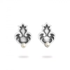 Silver Stud Floral Pearl Earrings 