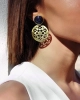 Gold Plated Silver Stud Earrings with Blue Sandstone