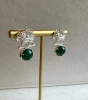 Silver Lion and Sun Stud Earrings with Green Agate