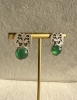 Silver Flower Dainty Stud Earrings with Green Agate