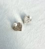 Silver Stud Engraved Heart Earrings with Natural White Pearl