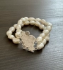 Silver Iran Map Bracelet with Beaded Natural Baroque Pearl