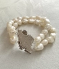 Silver Iran Map Bracelet with Beaded Natural Baroque Pearl
