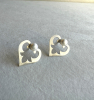 Silver Stud Heart earrings with Natural Pearl