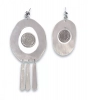 Round silver and vintage coin earrings with glass and mirror