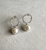 Chunky Round Stud Earrings with Pearl