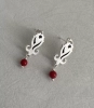Silver Stud Tulip Earrings with Coral Drops, Persian Patterns