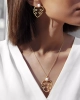 Gold Plated Silver Fig Leaf Earrings and Necklace with Natural Pearl