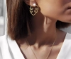 Gold Plated Silver Fig Leaf Earrings with Natural Pearl