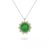 Round Silver Gemstone Necklace, Jade Necklace