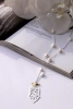 Long Silver Necklace with Baroque Pearl, Persian Calligraphy  of a poem by Khayyam, Seize the moment, چو هستی خوش باش