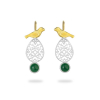 Silver Green Agate Bird Earrings