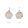 Silver Dangle Round Gem Earrings with Rose Quartz