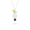 Silver Green Agate Bird Necklace