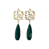 Silver Calligraphy Earrings With Drop Green Agate, (Seize The Moment, چو هستی خوش باش)