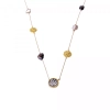 Gold Plated Silver Long Necklace with Coin, White And Black Baroque Pearls, Life Is Beautiful, زندگی زیباست