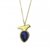 Gold Plated Silver Bird Necklace With Lapis Lazuli