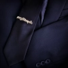 Silver Calligraphy Tie Clip, Flying with you is delightful