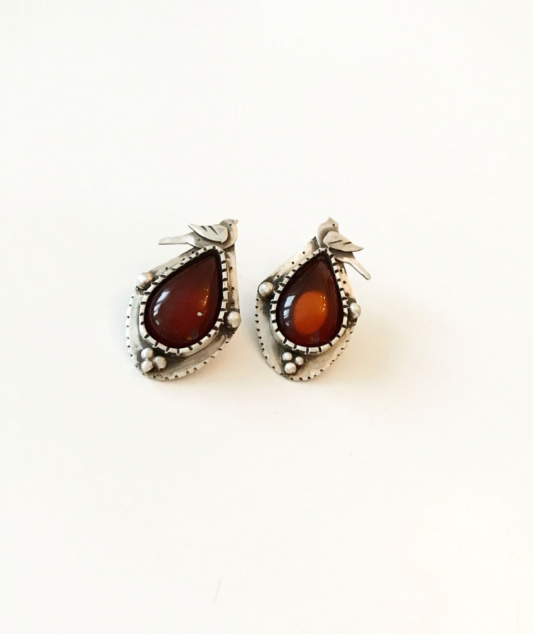 Little birds and Agate stones earrings