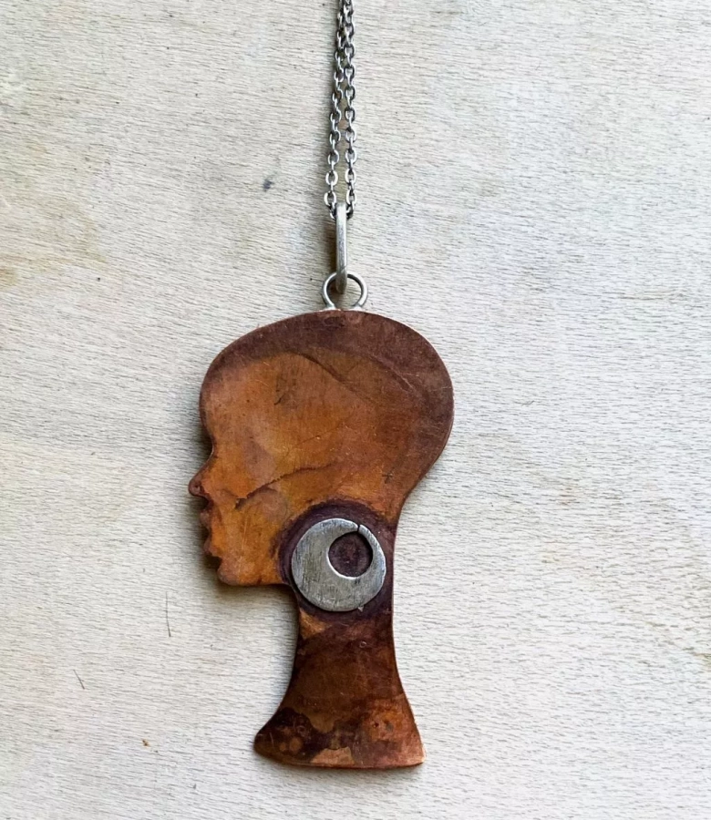 Handmade Silver And Copper Necklace Head