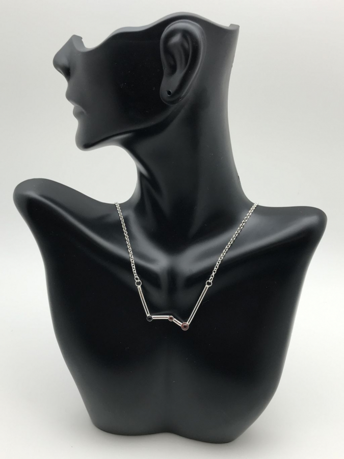 Handmade silver necklace with 3 stones