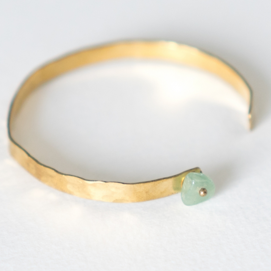 Jade Stone And Pure Brass Bracelet