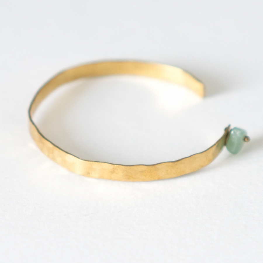 Jade Stone And Pure Brass Bracelet